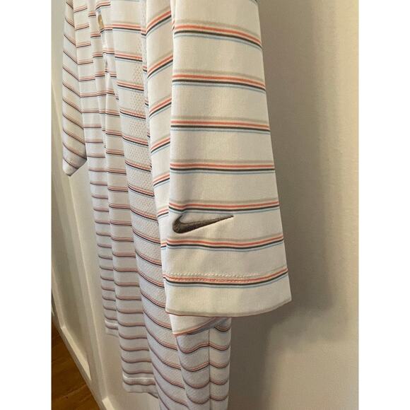 Nike Golf FITDRY White Polo Colored Stripes Breathable Golf Tennis Outdoor‎ Med. - Picture 2 of 5